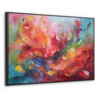 LEINWAND Bilder mit Rahmen - Ölgemälde - Kunst - Abstrakt - Farbenfroh - 90x60 - Altrosa, Textil (90/60cm) - MuchoWow