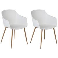 ESSZIMMERSTUHL 2er-Set Kunststoff Weiß/Heller Holzfarbton Fonda II - Grün, Kunststoff/Metall (57/83/51cm) - Beliani