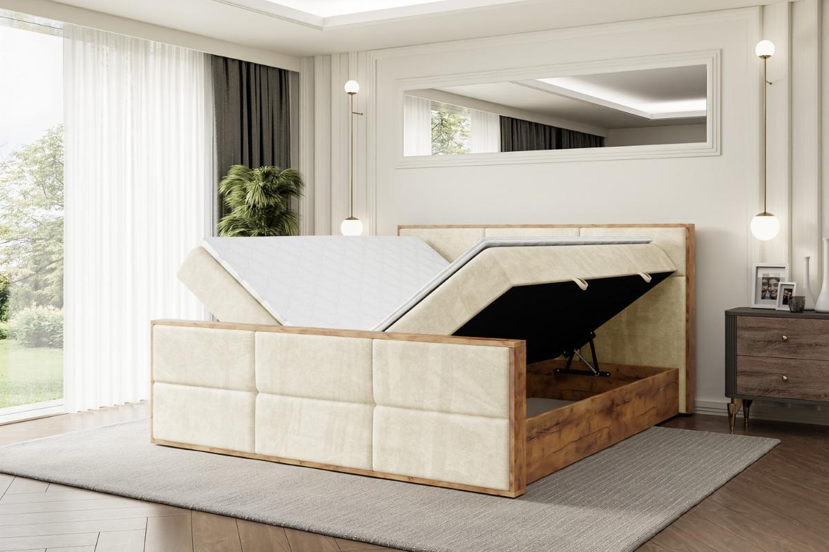 BOXBETT mit Matratze H3 und Lattenrost - LOLLI1-Z - 140x200 - Beige Monolith - Beige, Holzwerkstoff (140/200cm) - ALTDECOR