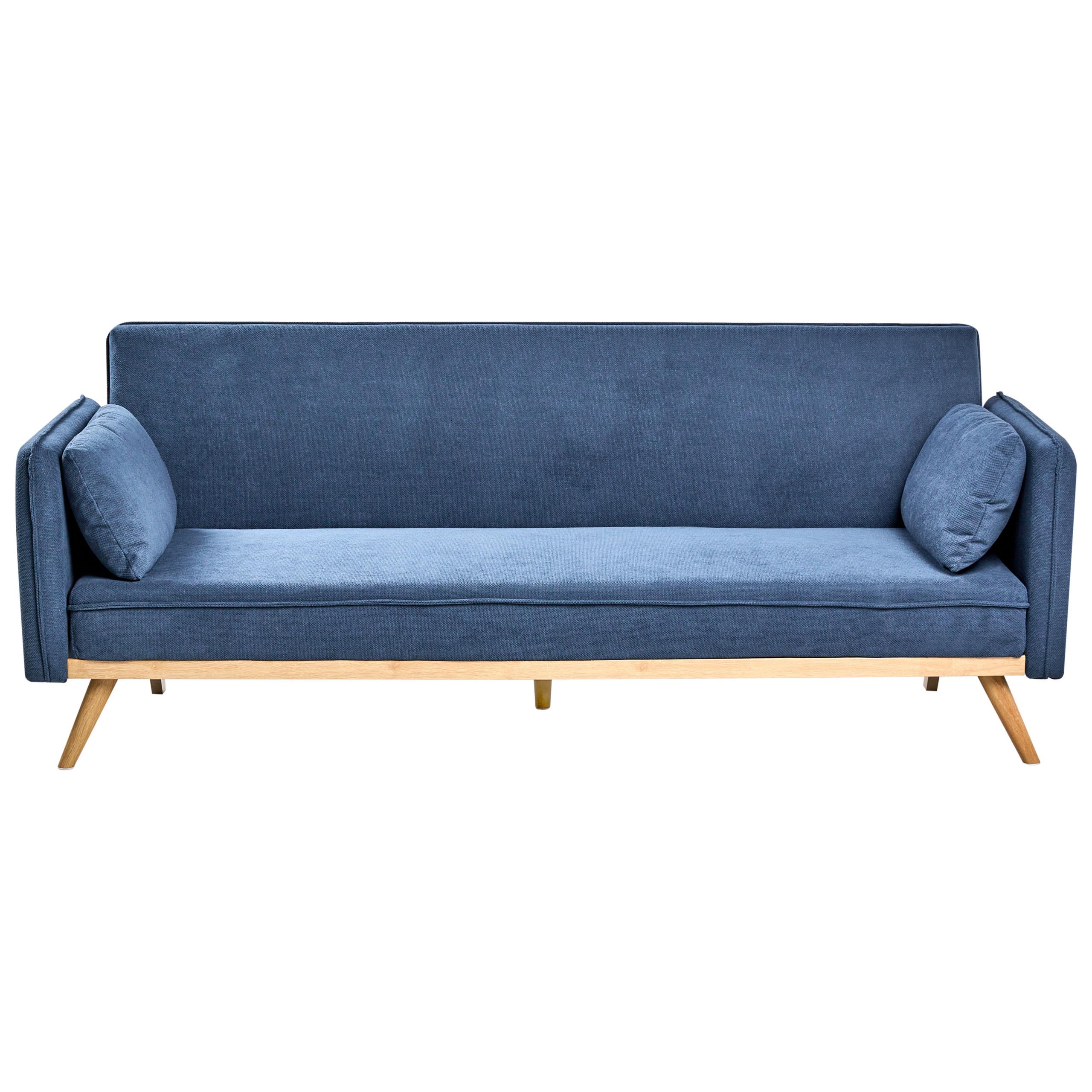 SCHLAFSOFA Stoff Blau Asaa - Blau/Braun, Textil (205/76/80cm) - Beliani