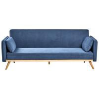 SCHLAFSOFA Stoff Blau Asaa - Blau/Braun, Textil (205/76/80cm) - Beliani