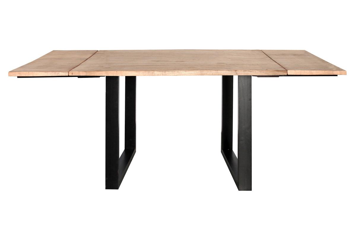 ESSTISCH LORE Holz Akazie - Zwetschgeholzfarben/Schwarz, Holz/Metall (90/140/77cm) - KAWOLA