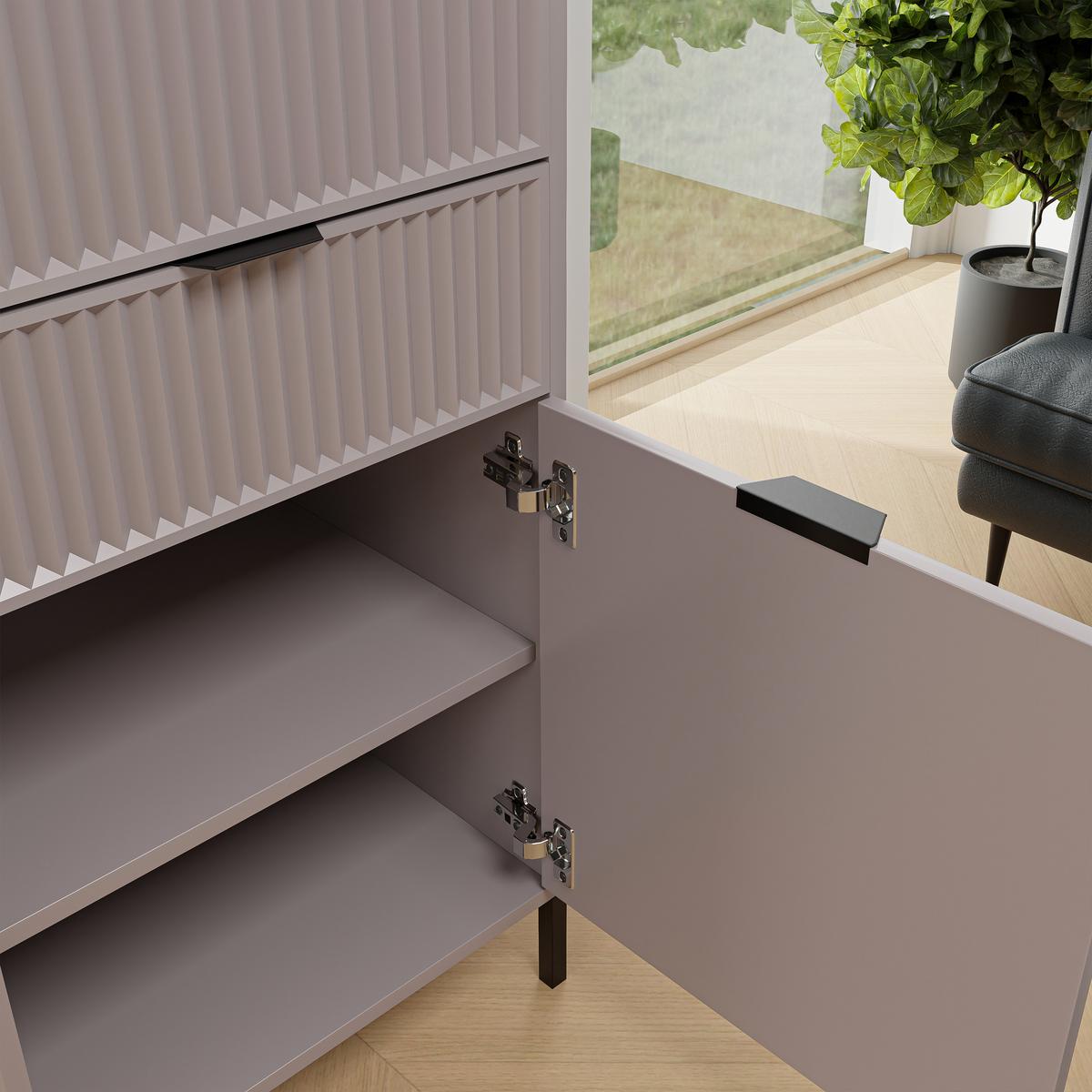 GLASVITRINE klein mit 1 Schublade und 2 Türen, Beige - Beige, Holzwerkstoff (196/55/41cm) - Idohome