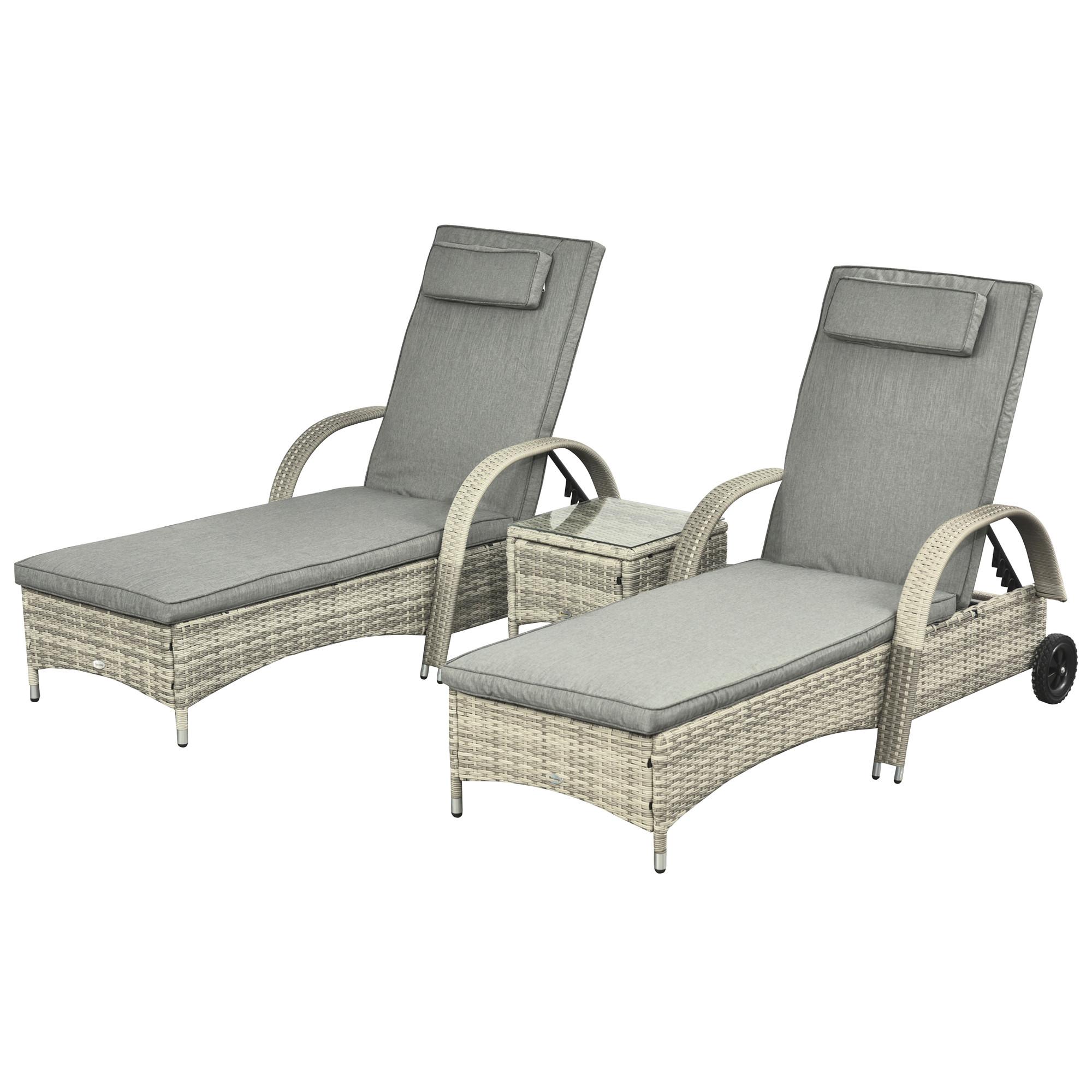 GARTENMÖBEL, Polyrattan+Metall Grau - Grau, Kunststoff - Outsunny