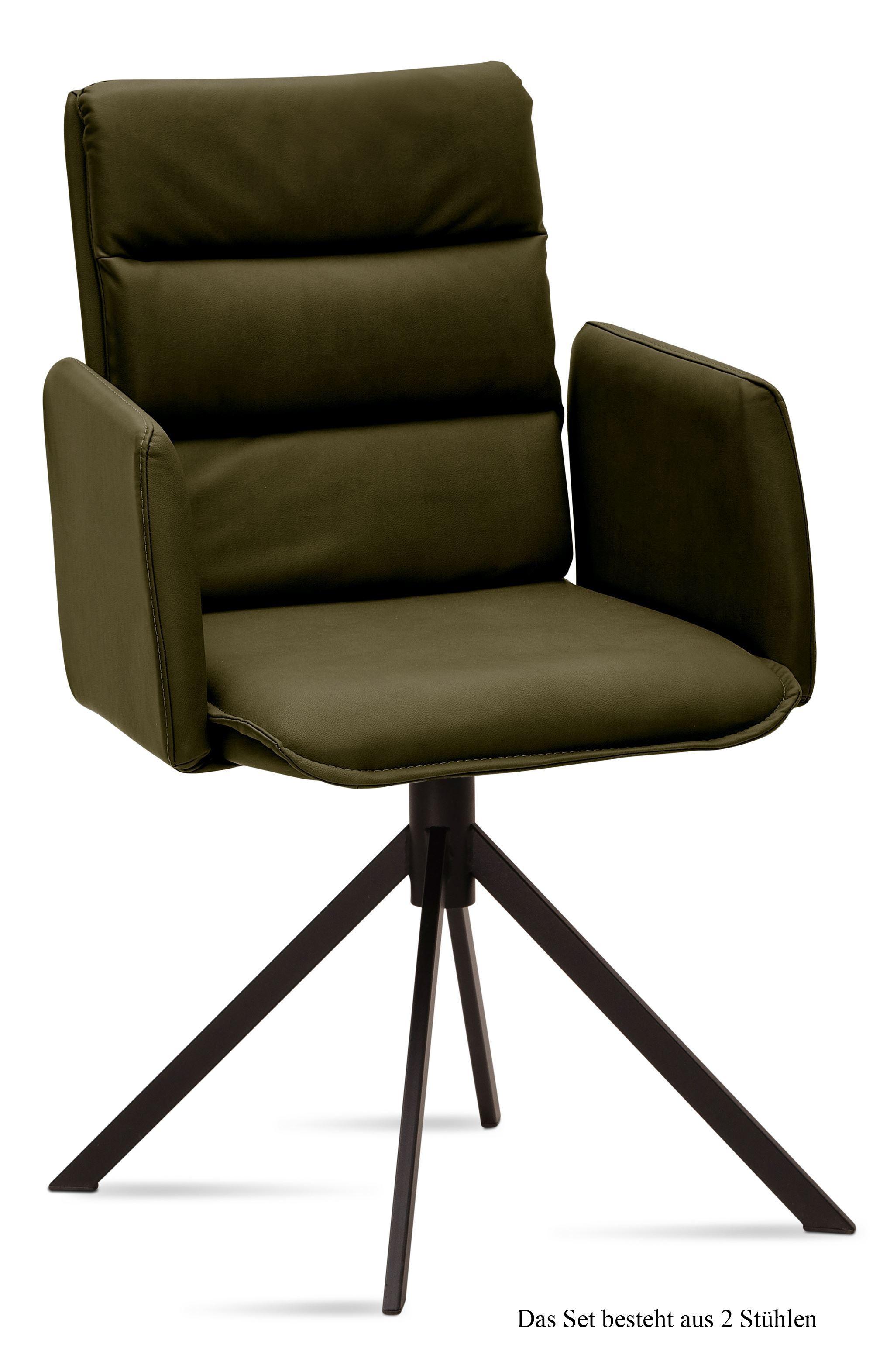 ARMLEHNSTUHL (2er-Set) Dulci 52x92x60 Schwarz/Khaki - Dunkelgrün/Schwarz, Kunststoff (60/92/52cm) - 58aufmkessel