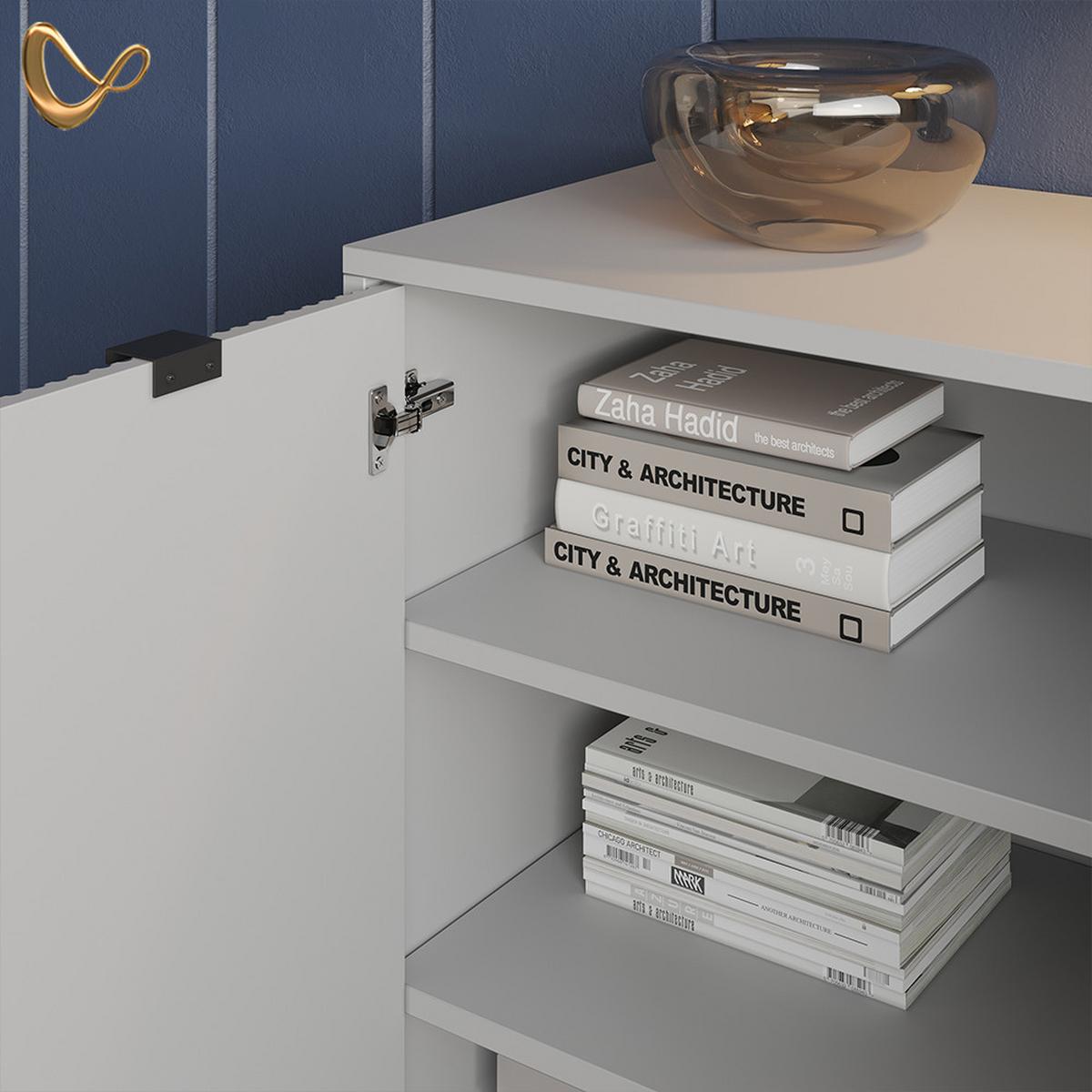 KOMMODE Aterno Grau mit 2 Türen - Grau, Holzwerkstoff (42/81.2/80cm) - Livinity®