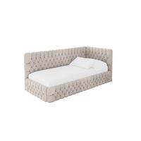 EINZELLBETT Jugendbett mit Bettkasten und Matratze H3/H4, Links - MULY 100x200 Beige - Ecru, Holzwerkstoff/Textil (100/200cm) - ALTDECOR