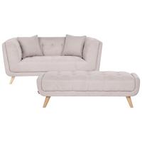 2-SITZER-SOFA Stoff Taupe mit Ottomane Habo - Hellbraun, Textil (176/78/72cm) - Beliani