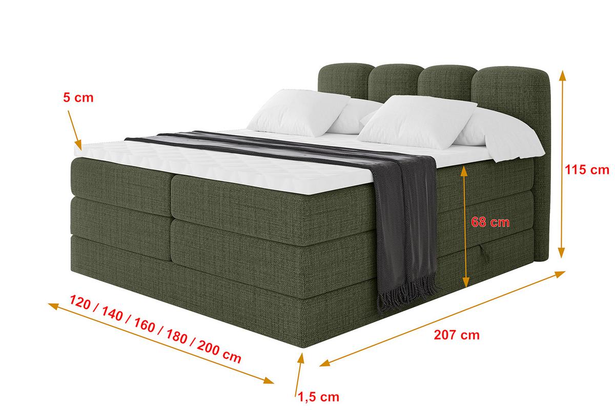 BOXBETT mit Matratze H3|H4 - NINA KING - 180x200 cm - Grün - Grün, Holzwerkstoff (180/200cm) - ALTDECOR