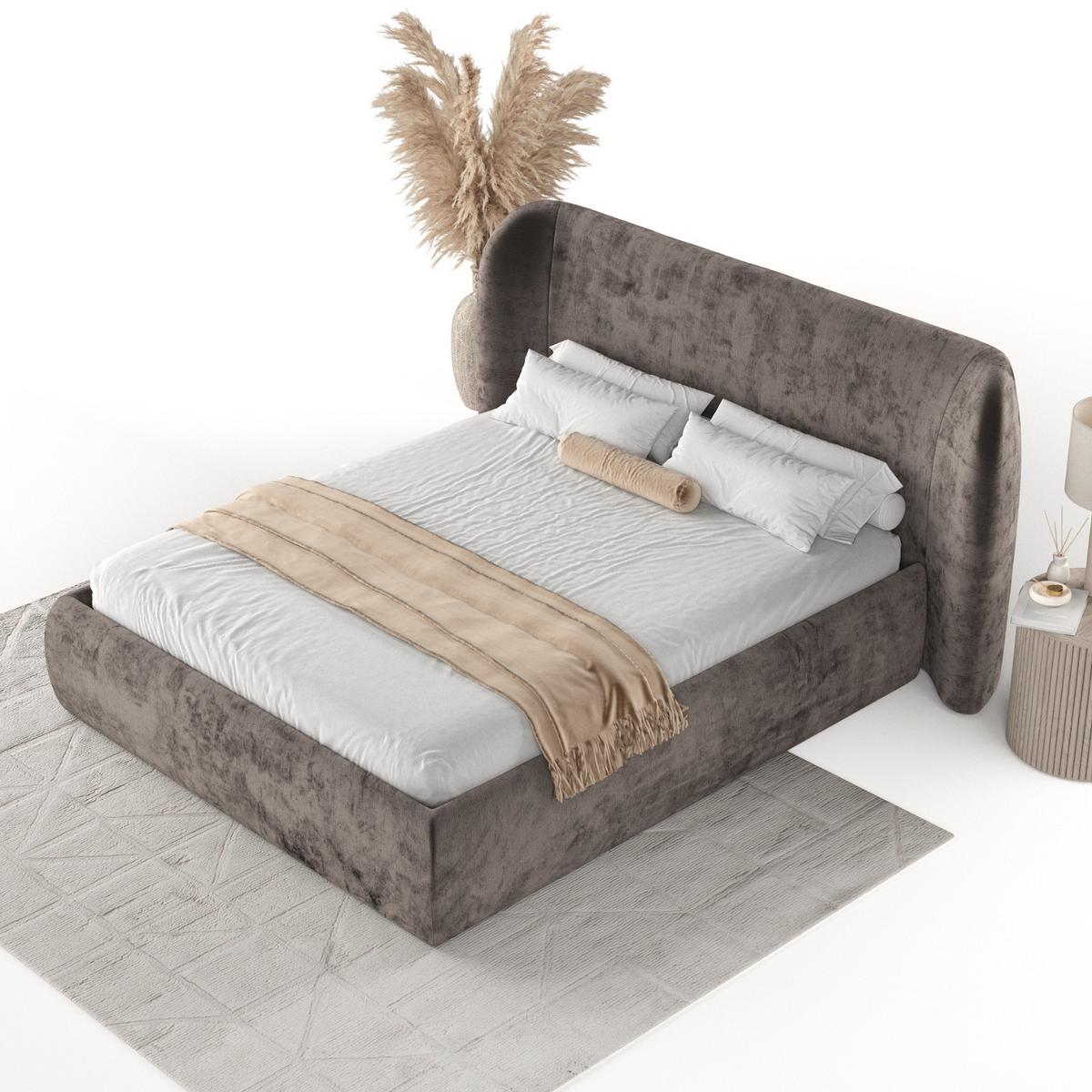 POLSTERBETT Bellano mit Stauraum 200/200 cm Braun im Lotta Stoff - Schwarz/Naturfarben, Holz/Holzwerkstoff (200/200cm) - AltaBeds