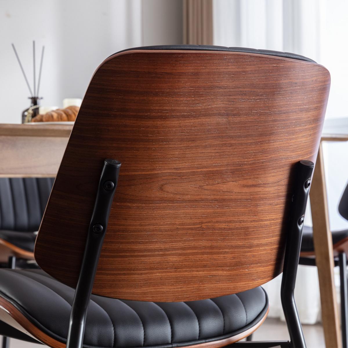 ESSZIMMERSTÜHLE 2er-Set Mid-Century Modern - Schwarz, Leder (57/83/48cm) - Urban Meuble
