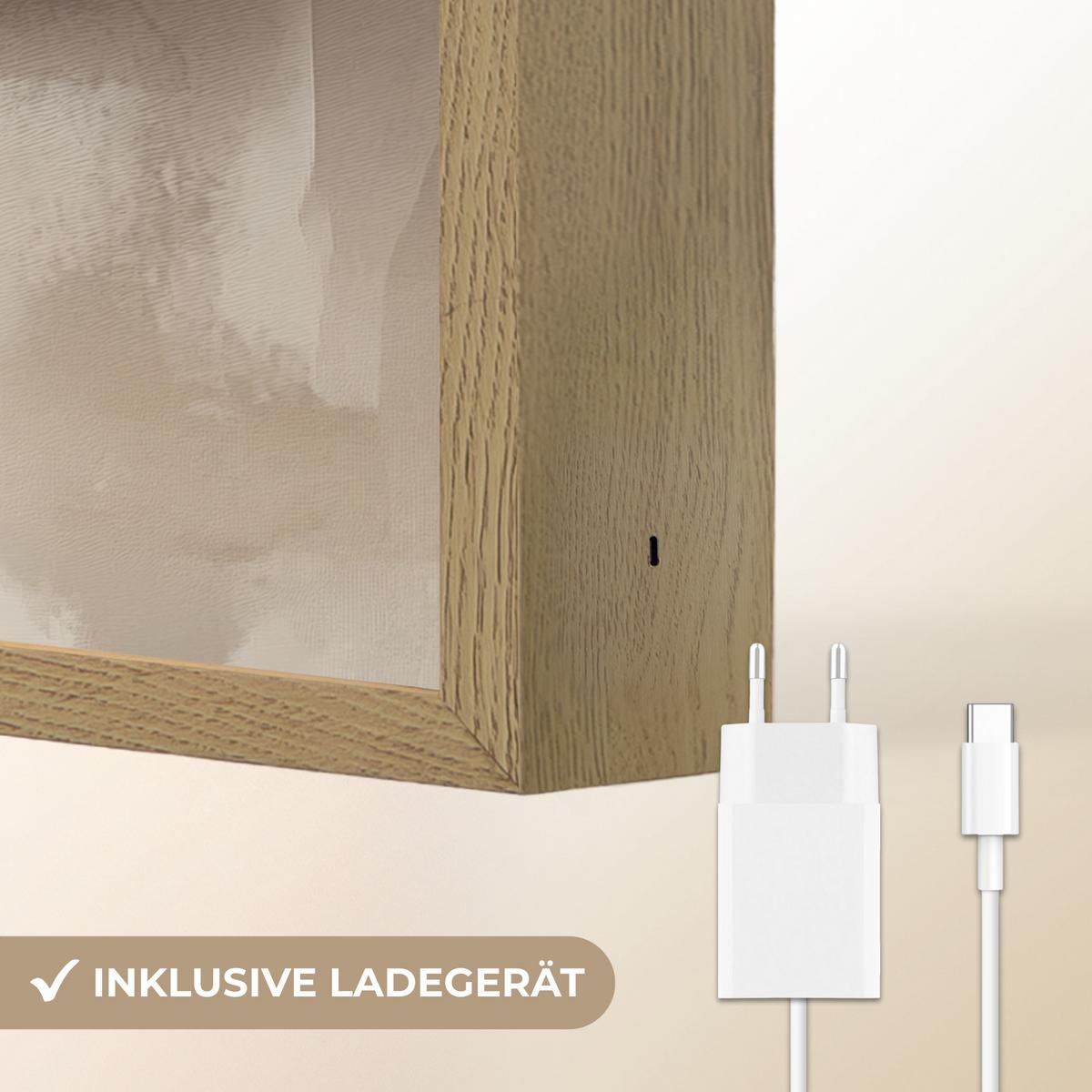 WANDLEUCHTE MIT AKKU Blume - Beige - Farbe - Schatten 30x40 cm - Beige, Holzwerkstoff (30/40/8cm) - OnlyWow