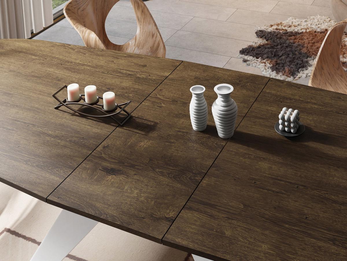 ESSTISCH Fatina rechteckig ausziehbar, Lefkas Eiche 180-218/90/76 cm - Alteiche/Weiß, Holzwerkstoff/Metall (90/220/76cm) - WFL GROUP