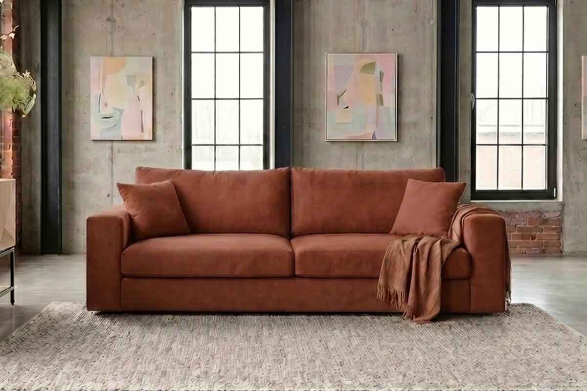 SOFA AMINA Braun Flachgewebe - Schwarz/Braun, Buchenholz/Textil (228/82/101cm) - KAWOLA