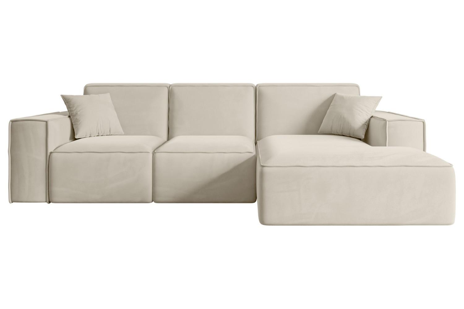 ECKSOFA Ottomane Rechts SERRA-L - 266x169x80 cm Beige Velours - Beige/Creme, Holzwerkstoff/Kunststoff (266/169cm) - ALTDECOR