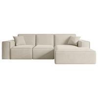 ECKSOFA Ottomane Rechts SERRA-L - 266x169x80 cm Beige Velours - Beige/Creme, Holzwerkstoff/Kunststoff (266/169cm) - ALTDECOR