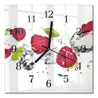 WANDUHR aus Glas 30x30 cm - Himbeeren - Rot, Glas (30/30/0.4cm) - TULUP