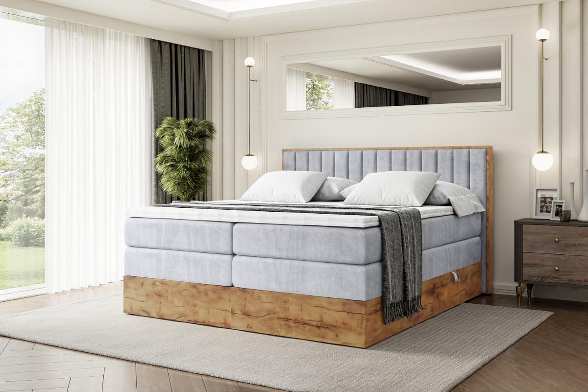 BOXSPRINGBETT mit Matratze H3|H4 und Lattenrost - LOLLI4 KING-140x200 - Grau Monolith - Grau, Holzwerkstoff (140/200cm) - ALTDECOR