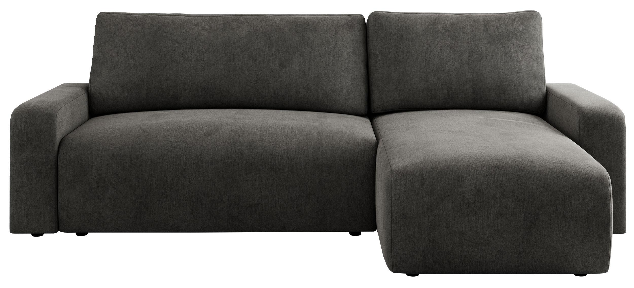 ECKSOFA ARGOS Dunkelgrau Velours - Dunkelgrau/Schwarz, Kunststoff/Textil (245/150cm) - MKS