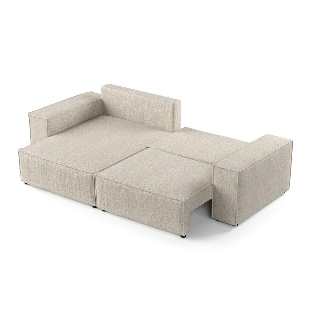 ECKSOFA CAVO mit Schlaffunktion Beige im City Stoff - Beige/Schwarz, Holz/Holzwerkstoff (255/148cm) - AltaBeds