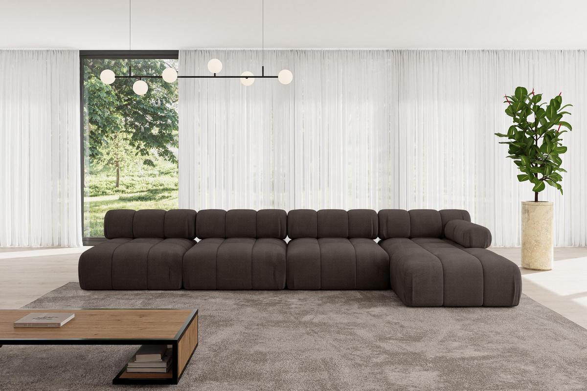 ECKSOFA modulares Sofa Razon-L3 - 380x160x70 cm Braun Velours - Braun, Holzwerkstoff/Textil (380/160cm) - ALTDECOR