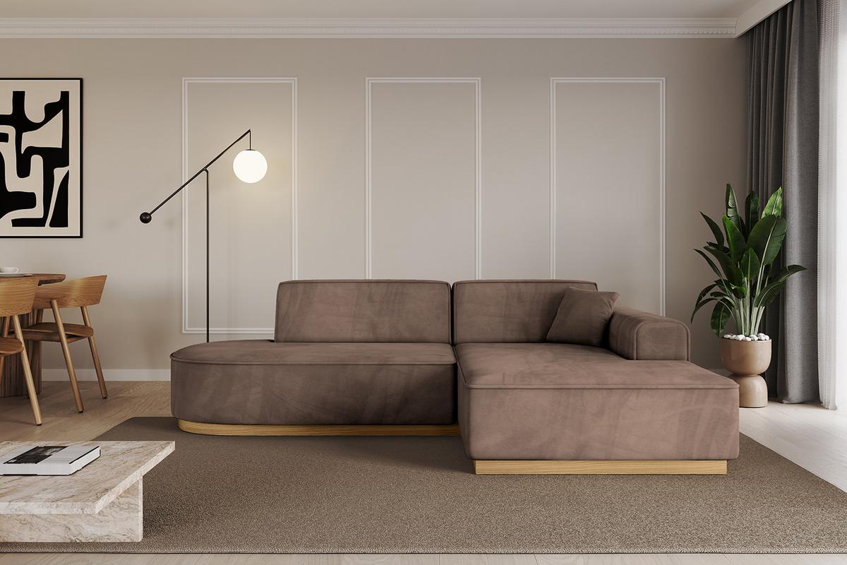ECKSOFA Ottomane Rechts IREA-L1-v2 - 232x165x80 cm Braun - Braun, Holzwerkstoff/Textil (232/165cm) - ALTDECOR