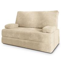 BETTSOFA LADIA aus Schaumstoff Kordstoff Creme Schlaffunktion - Creme, Textil (140/86/60cm) - MASSENO