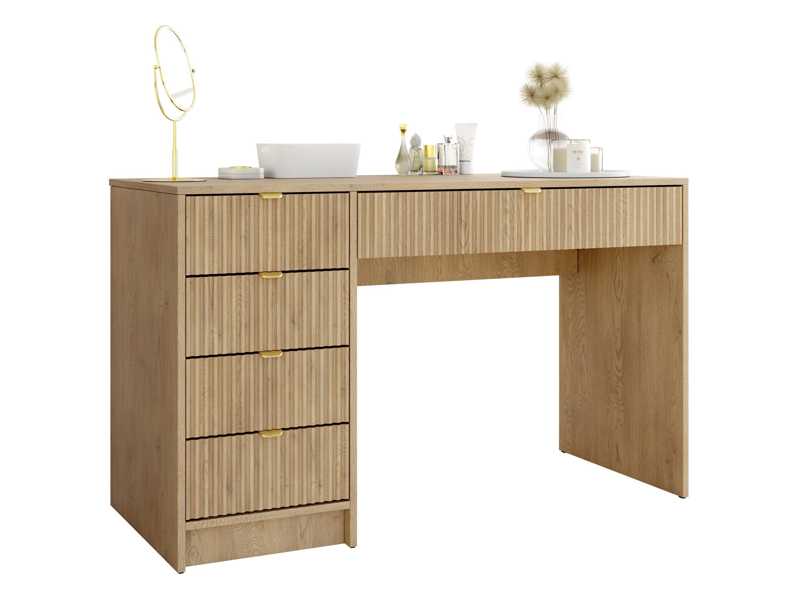 SCHREIBTISCH Tireno - Eichefarben/Goldfarben, Holzwerkstoff/Metall (120/55/76cm) - MIRJAN24