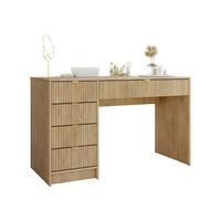 SCHREIBTISCH Tireno - Eichefarben/Goldfarben, Holzwerkstoff/Metall (120/55/76cm) - MIRJAN24