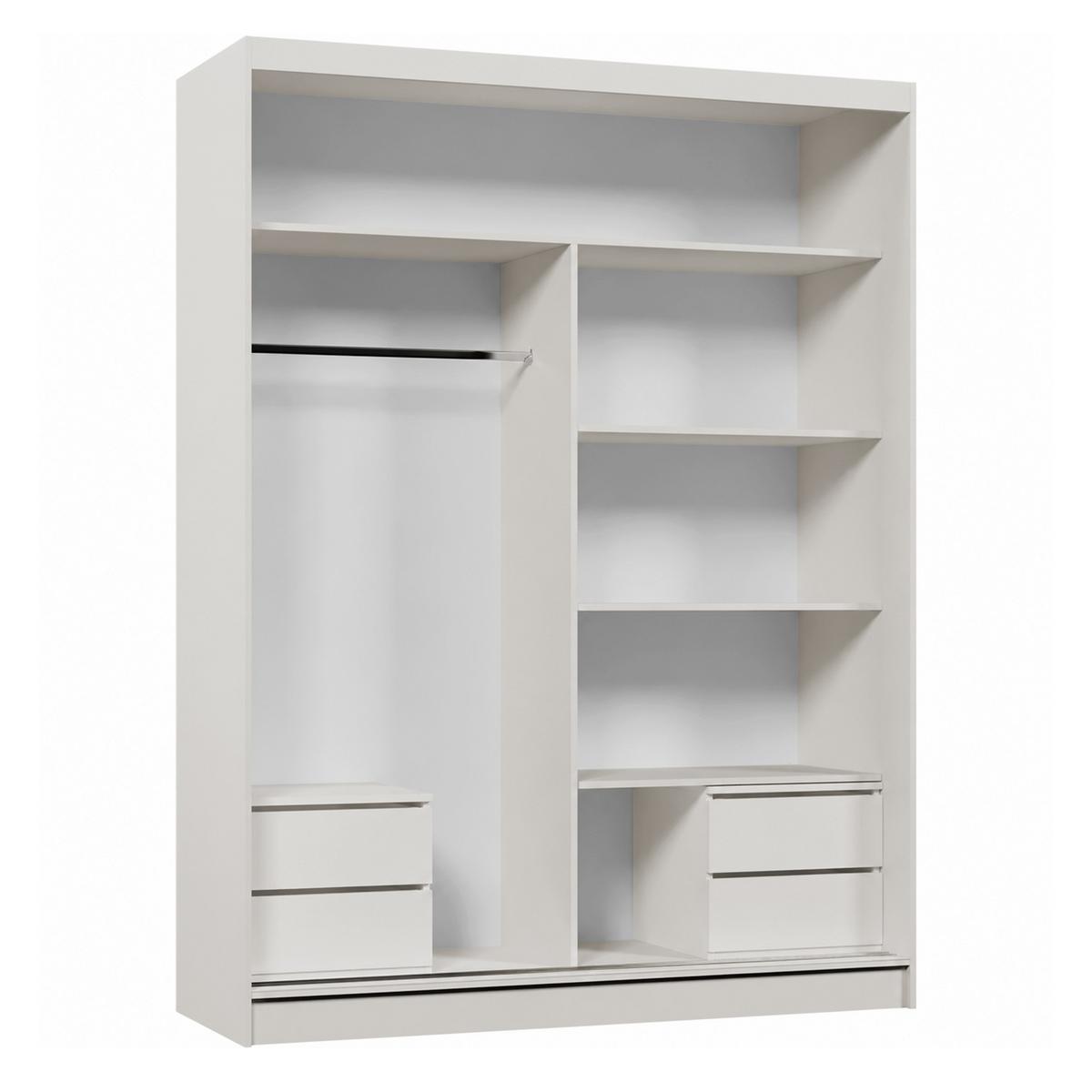 SCHWEBETÜRENSCHRANK Debra mit 2 Türen, 160/216/61 Kaschmir mit Spiegel und Schubladeneinsätze - Kaschmir, Holzwerkstoff (160/216/61cm) - Beautysofa