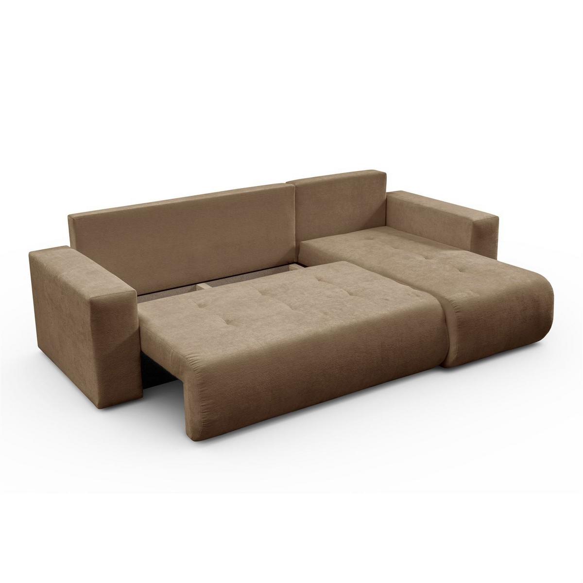 ECKSOFA CLOUD II L mit Schlaffunktion, Vibe 19 - Hellbraun, Textil (247/152cm) - Lookway