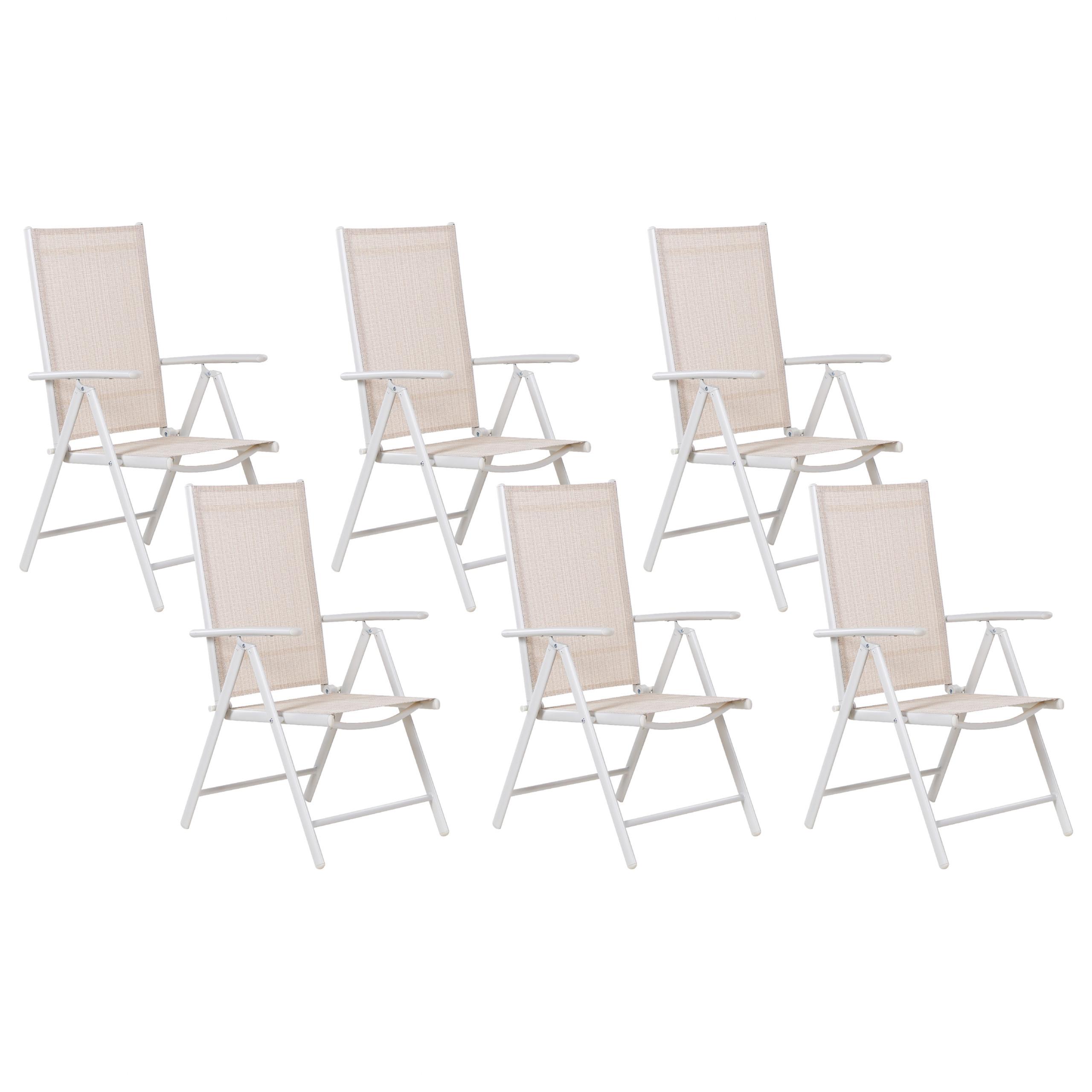 GARTENSTUHL 6er-Set Aluminium beige Catania - Beige, Metall (54/103/65cm) - Beliani