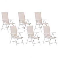 GARTENSTUHL 6er-Set Aluminium beige Catania - Beige, Metall (54/103/65cm) - Beliani