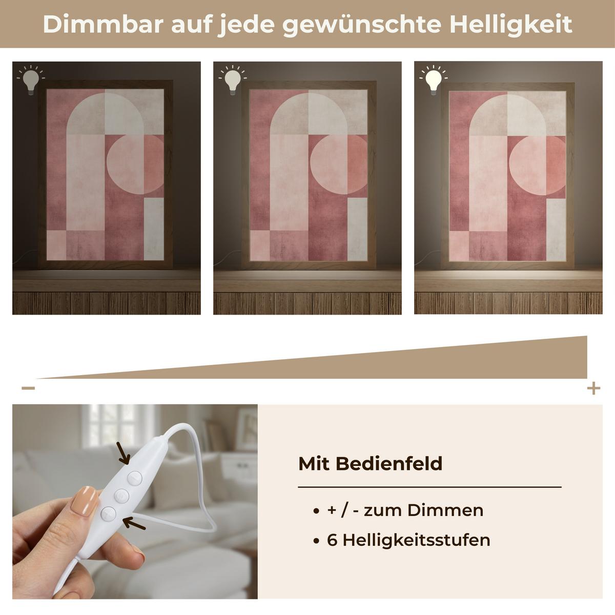 WANDLEUCHTE Figuren - Abstrakt - Rosa 20x30 cm - Altrosa, Holzwerkstoff (20/30/8cm) - OnlyWow