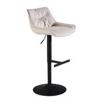 BARHOCKER Samt Lehne Höhenverstellbar Trompetenfuß Gepolstert, Beige 45x55x106 cm - Beige/Schwarz, Textil/Metall (45/106/55cm) - KADIMA DESIGN