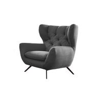 SESSEL CHARME Grau Cord - Schwarz/Grau, Textil/Metall (100/106/95cm) - KAWOLA