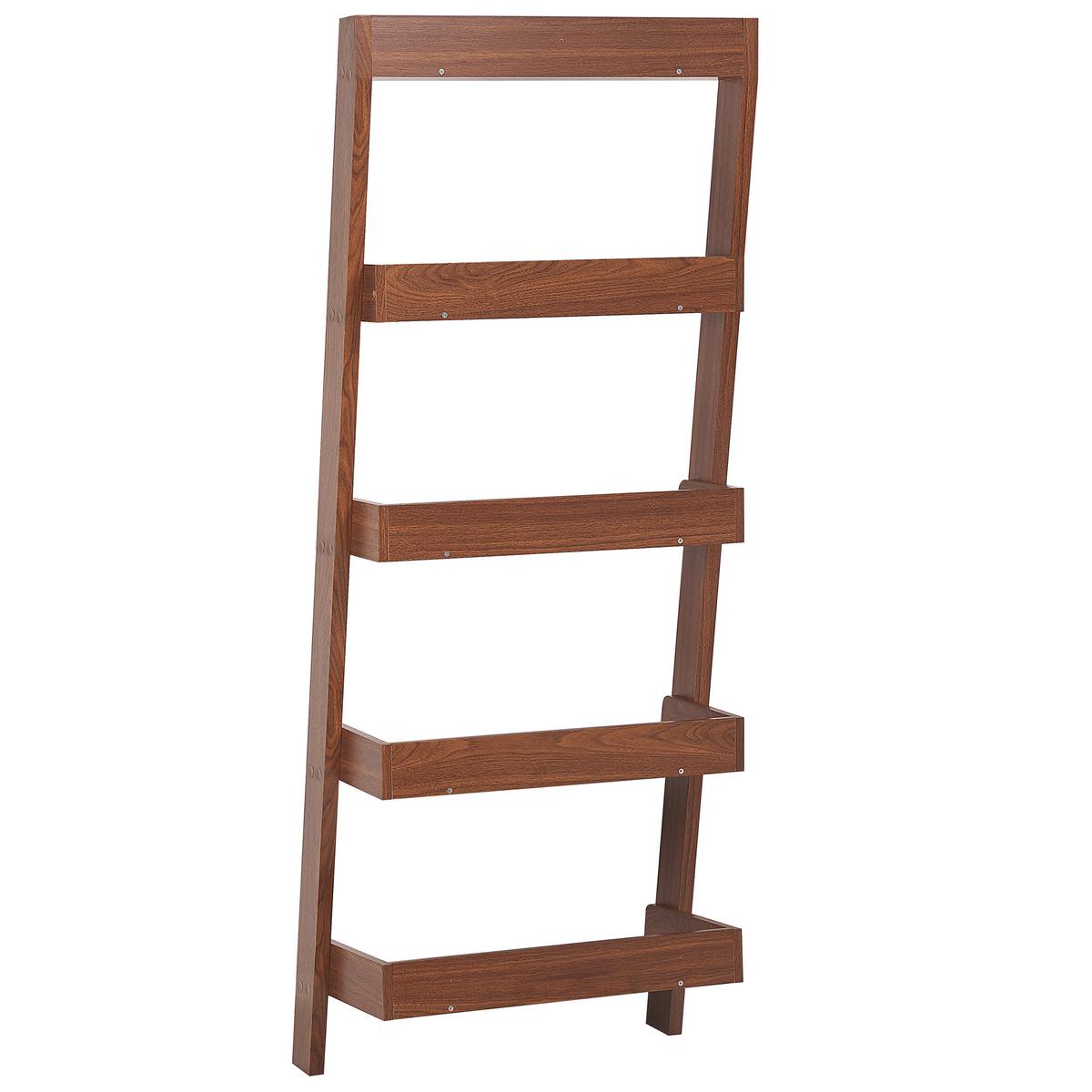 REGAL 5 Fächer Dunkler Holzfarbton Mobile Trio - Dunkelbraun, Holzwerkstoff (65/167/43cm) - Beliani