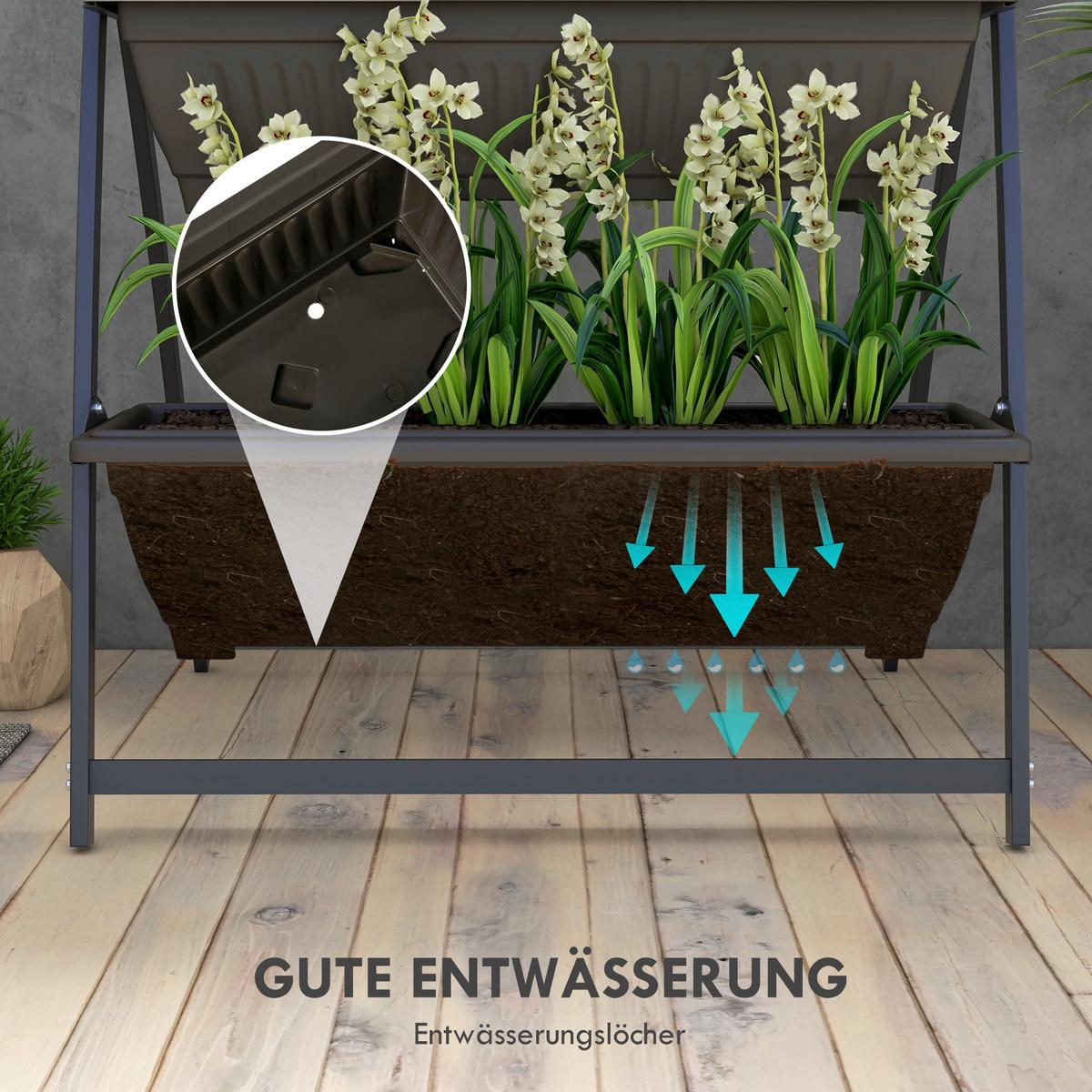 PFLANZENTREPPE Blumenregal für Garten, Stahl, Braun, 76 x 79 x 162 cm - Braun, Metall (79/162/76cm) - Outsunny