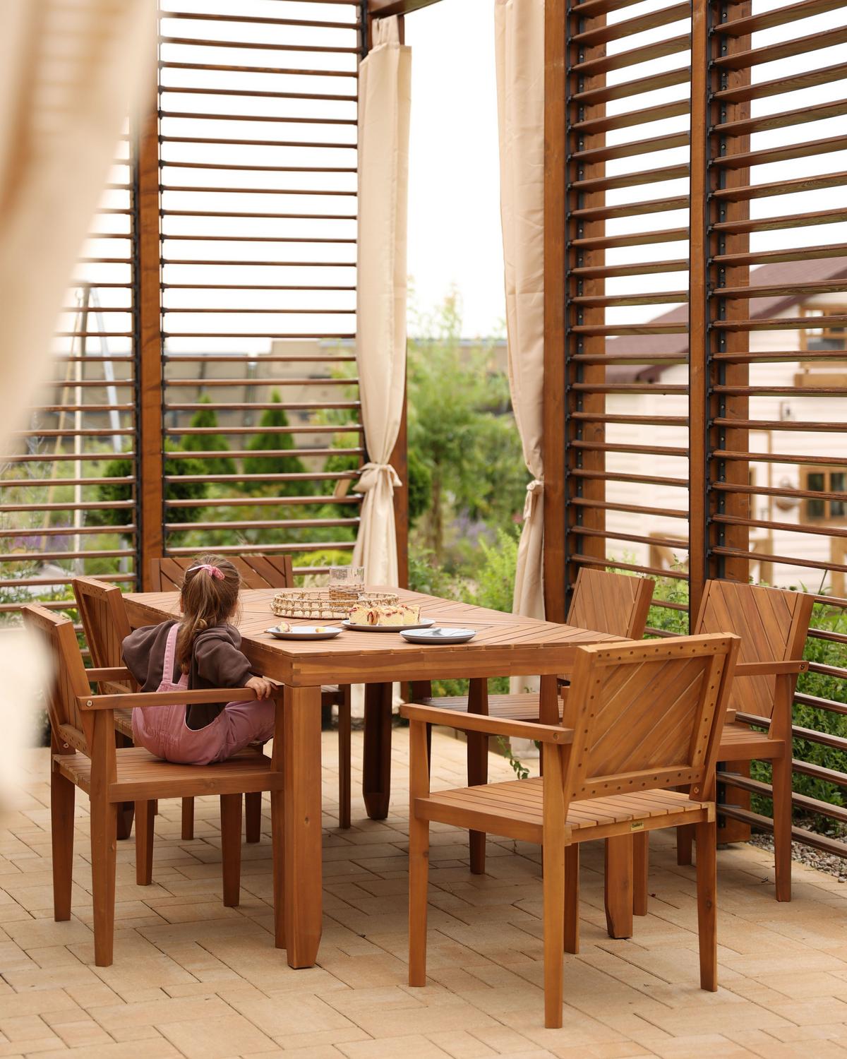 GARTENMÖBEL SET 6-Sitzer Akazienholz hellbraun Baratti - Hellbraun, Holz - Beliani
