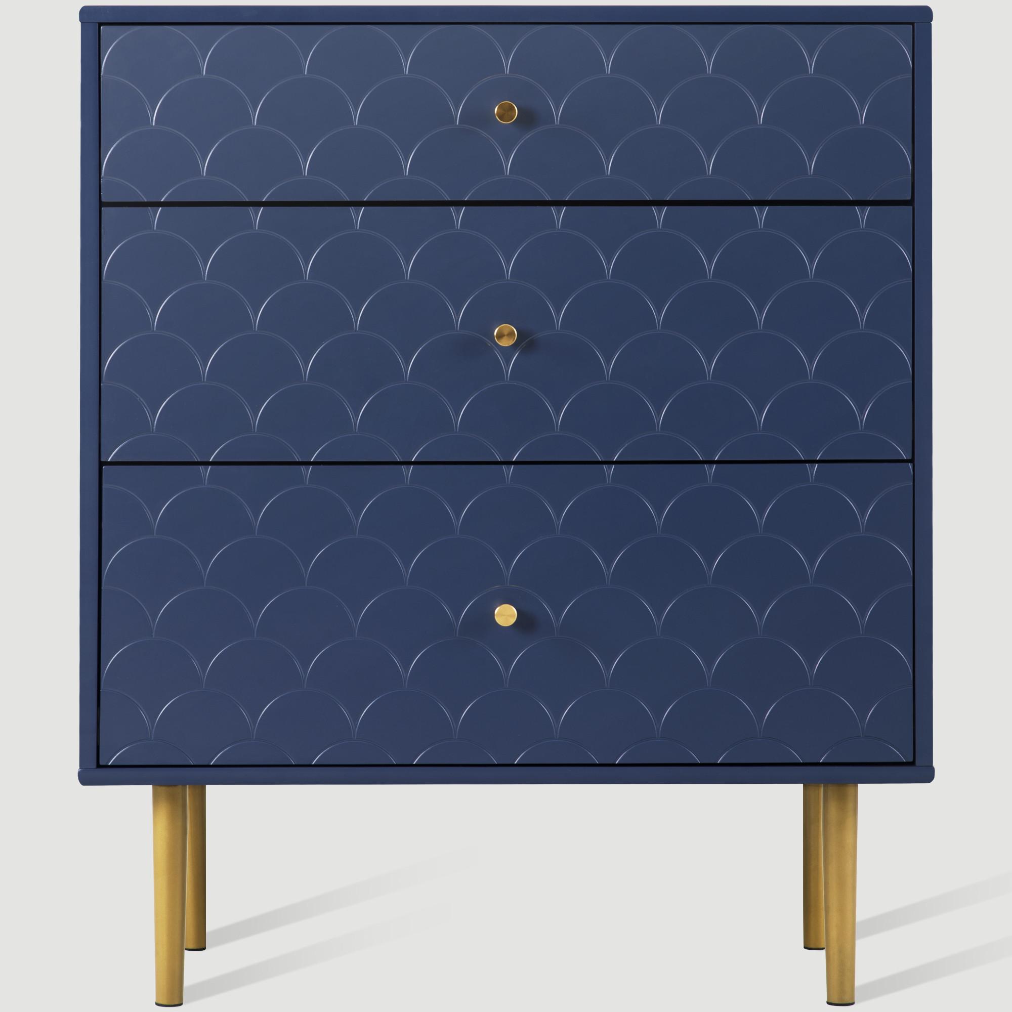 KOMMODE mit 3 Schubladen Blau - Blau, Holzwerkstoff (40/80/70cm) - Urban Meuble