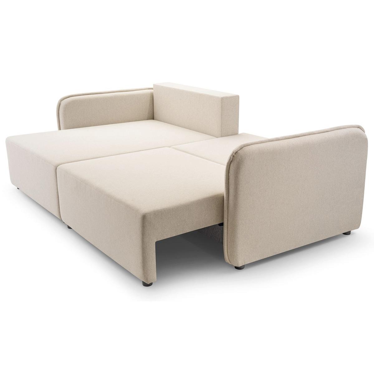 ECKSOFA Kassian, Hellbeige Strukturstoff, linksseitig - Ecru/Schwarz, Kunststoff/Textil (227/147cm) - Selsey