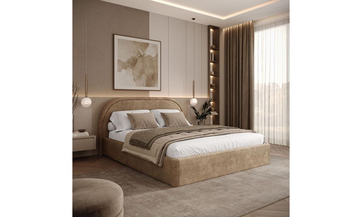 POLSTERBETT OLIVIA 140x200 cm Crem 18 34 Holzlatten - Hellbraun, Textil (140/200cm) - Lookway