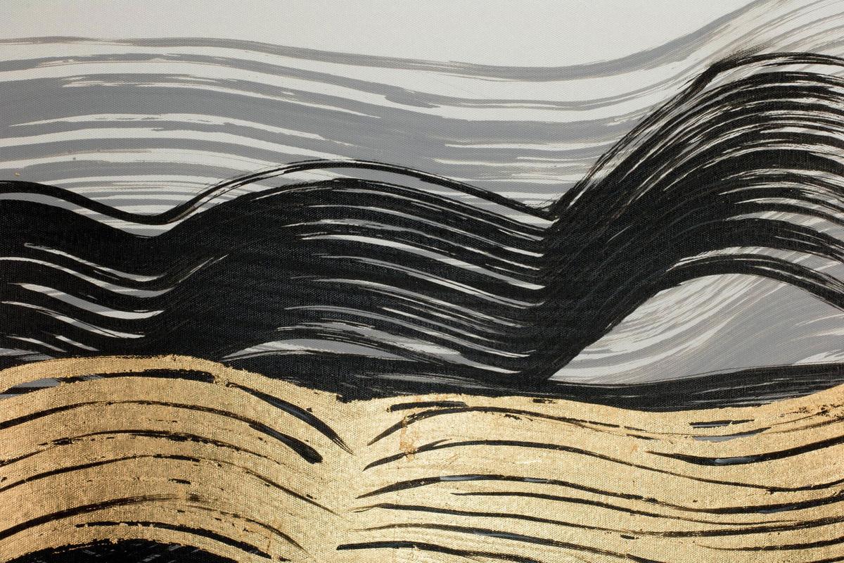 ACRYLBILD HANDGEMALT 120/60 cm - Schwarz/Weiß, Holz/Textil (120/60cm) - KUNSTLOFT