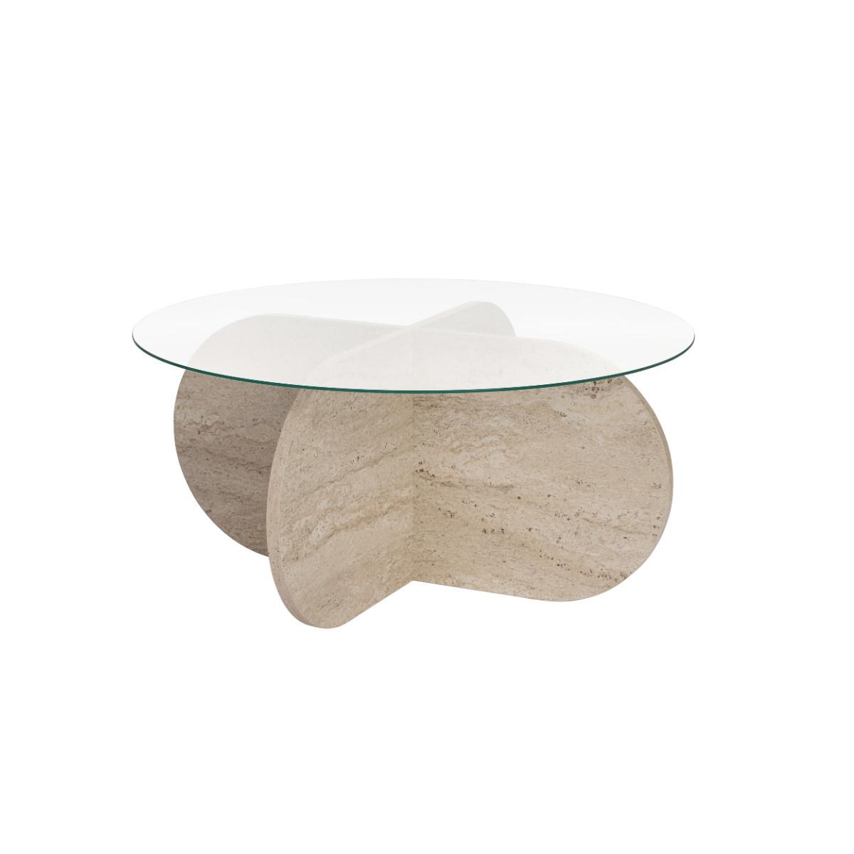 COUCHTISCH mit gekreuzten Beinen und gehärteter Glasplatte 75/75/35 cm - Beige, Holzwerkstoff (5.5/75/35cm) - Calicosy