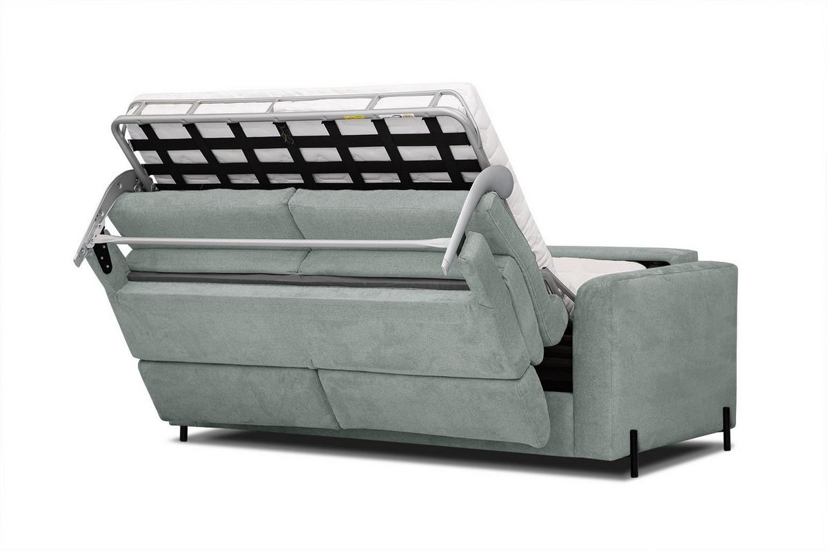 SOFA MEZO 3-Sitzer mit Schlaffunktion, platinfarben - Platinfarben/Schwarz, Holz/Textil (232/90/107cm) - Wozimo