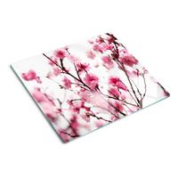 GLASPLATTE 60x52 cm Pflaumenblüte - Pink, Glas (60/0.4/52cm) - TULUP