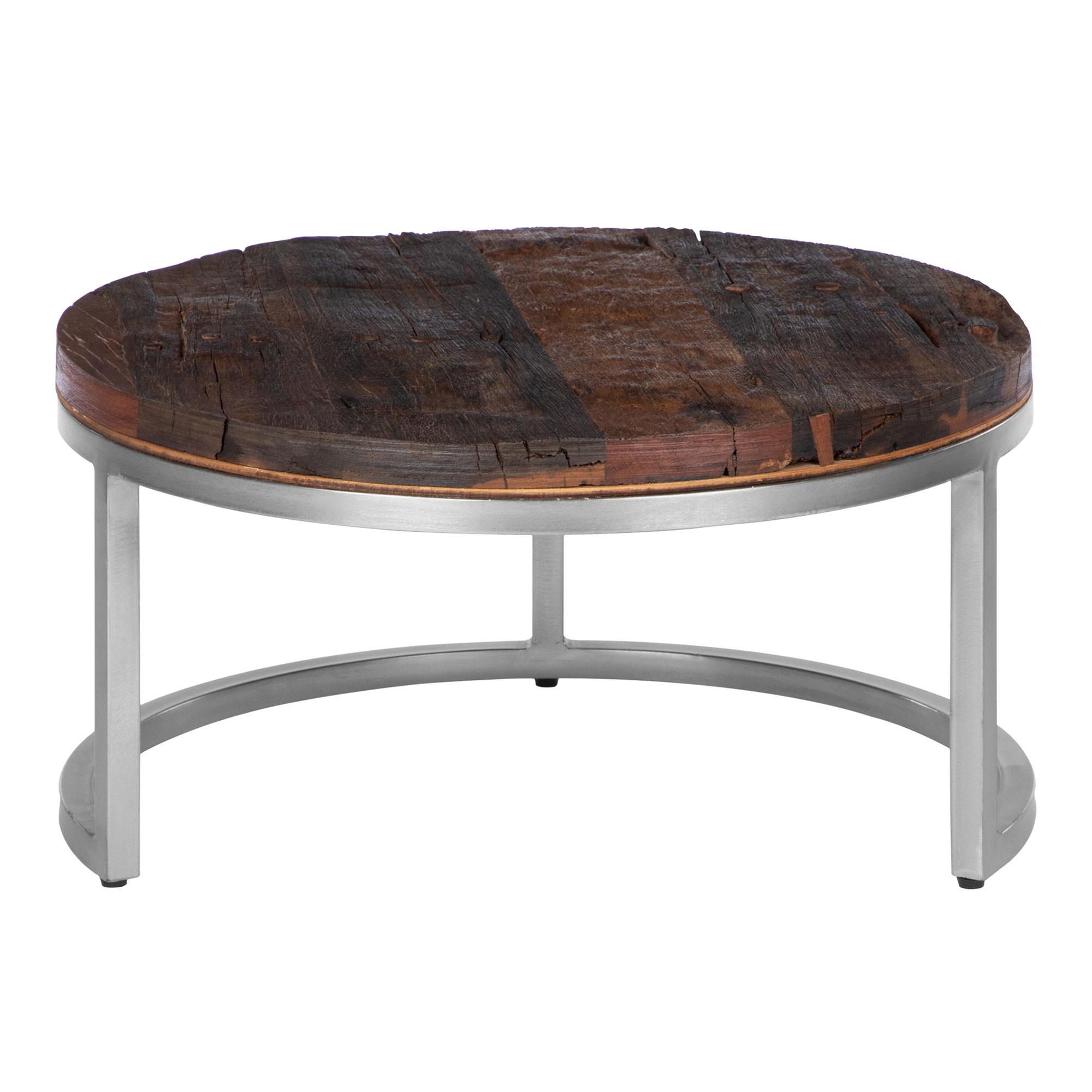 COUCHTISCH Ø70x35 cm rund Natur/Nickel-Finish aus Akazienholz/Metall - Naturfarben, Holz (70/70/35cm) - WOMO-DESIGN
