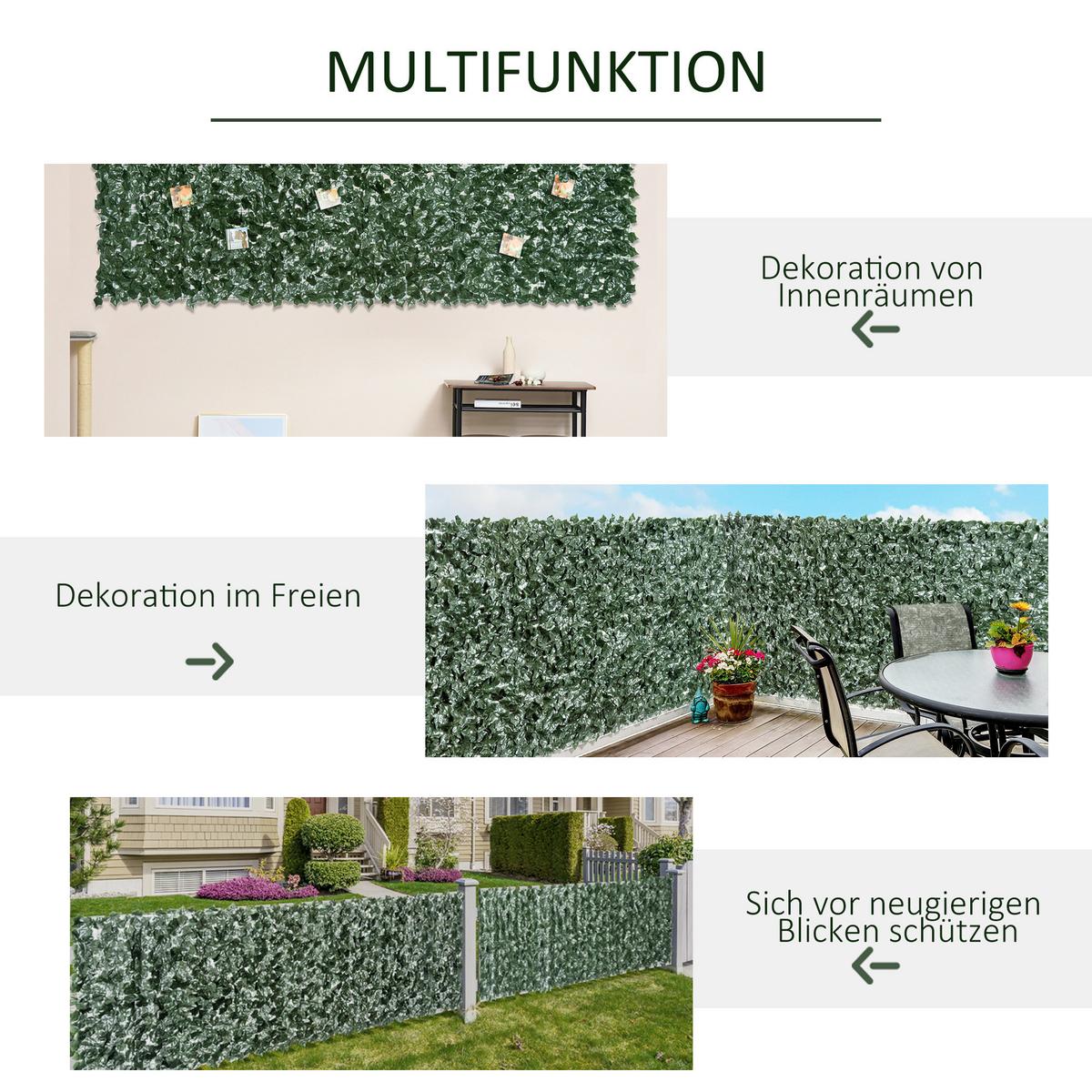 KÜNSTLICHE Hecke Sichtschutzhecke Pflanzen Hecke Wanddekoration Dunkelgrün - Grün, Kunststoff (1/150cm) - Outsunny