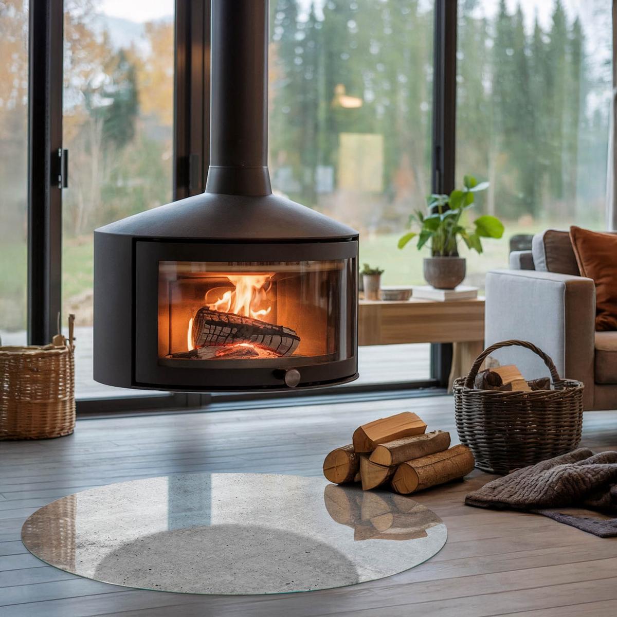 GLASPLATTE für Kamin Ø 100 cm - Grau, Glas (100/100/0.4cm) - TULUP