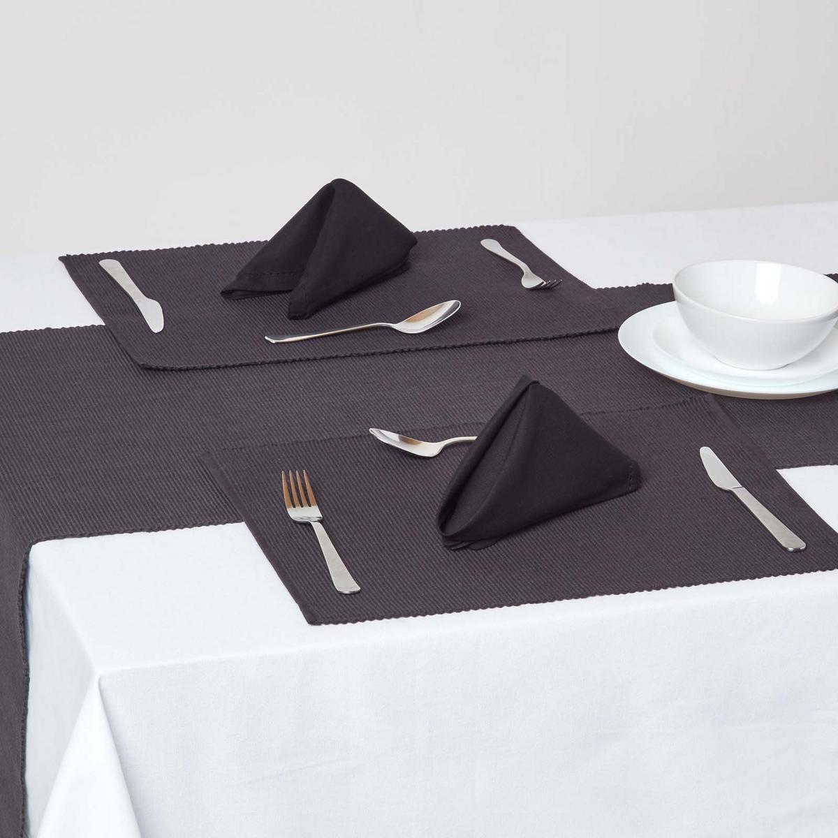 TISCHLÄUFER schwarz 44/178 cm, 100% Baumwolle - Schwarz, Textil (44/178cm) - Homescapes